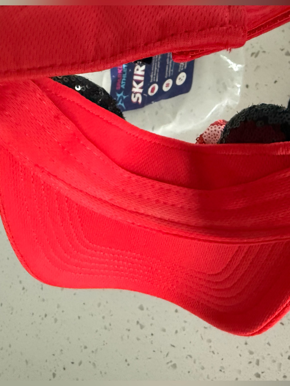 Red Minnie Mouse Visor with Sequin Ears & Sparkle Athletic Running Skirt - Picture 6 of 7